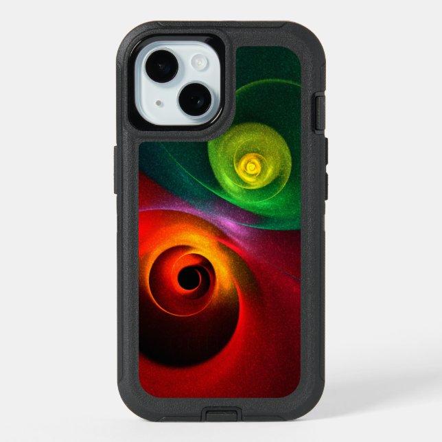 Red Green Yin Yang Modern Abstract Art Pattern #20 iPhone 15 Case (Back)