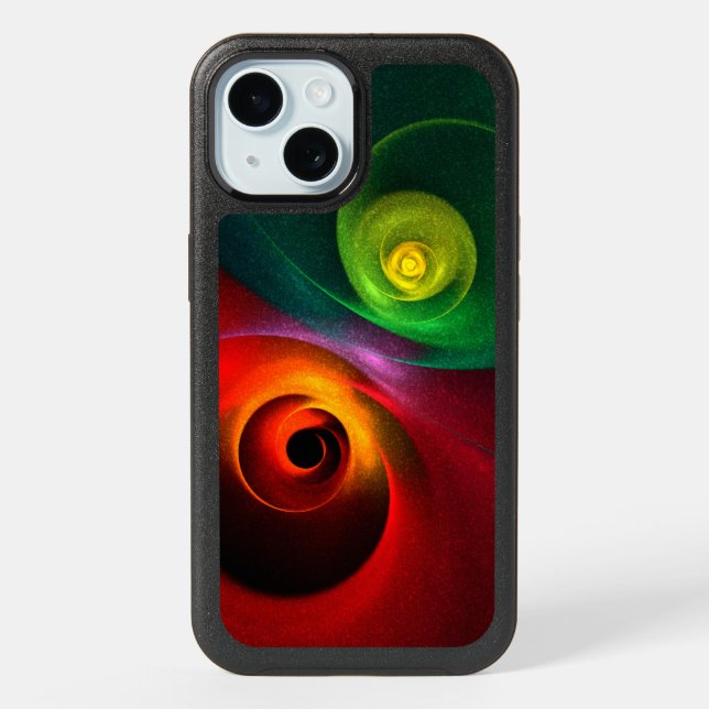 Red Green Yin Yang Modern Abstract Art Pattern #20 iPhone 15 Case (Back)
