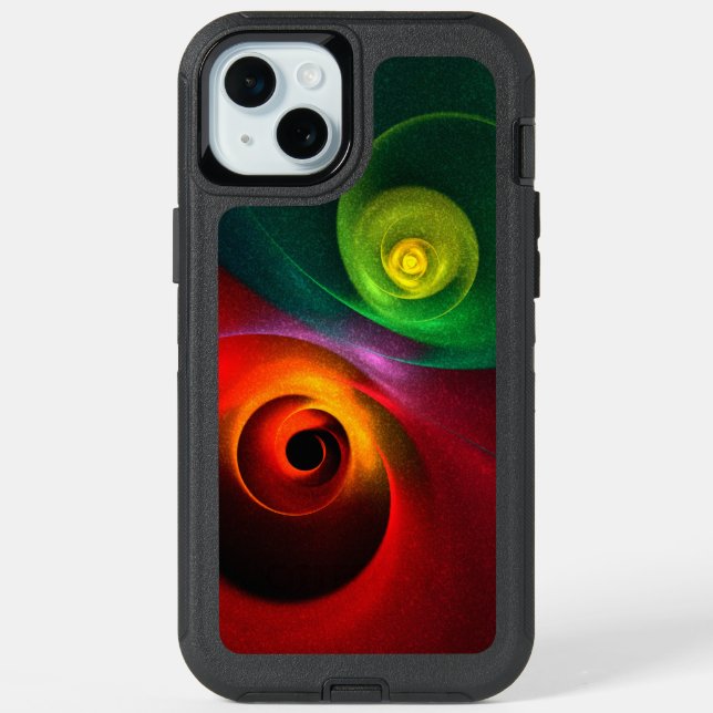 Red Green Yin Yang Modern Abstract Art Pattern #20 iPhone 15 Plus Case (Back)