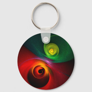 Red Green Yin Yang Modern Abstract Art Pattern #20 Keychain