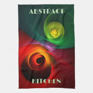 Red Green Yin Yang Modern Abstract Art Pattern #20 Kitchen Towel