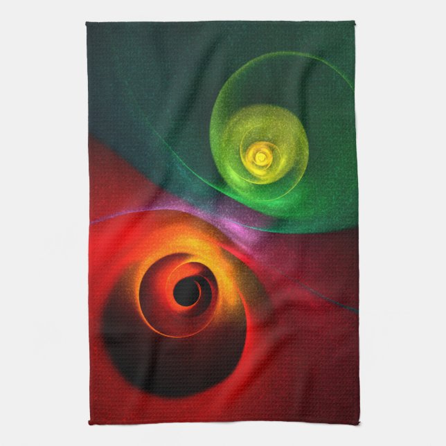 Red Green Yin Yang Modern Abstract Art Pattern #20 Kitchen Towel (Vertical)