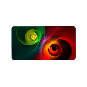 Red Green Yin Yang Modern Abstract Art Pattern #20 Label