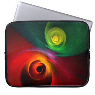 Red Green Yin Yang Modern Abstract Art Pattern #20 Laptop Sleeve