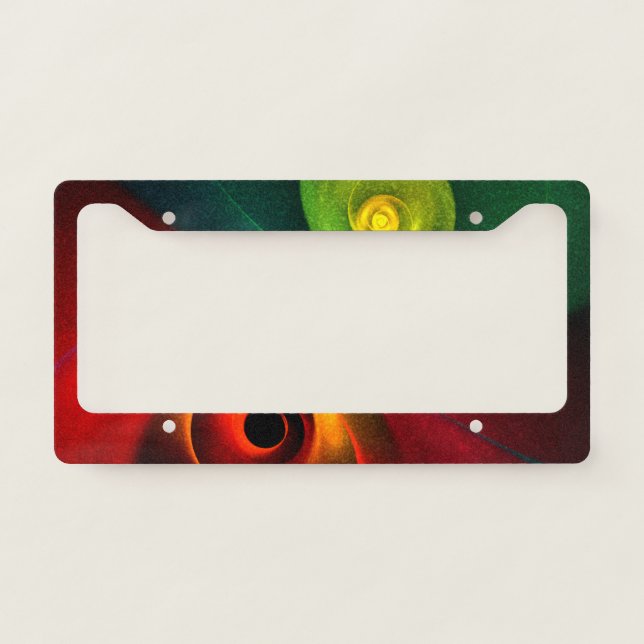 Red Green Yin Yang Modern Abstract Art Pattern #20 License Plate Frame (Front)