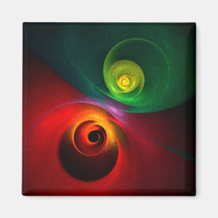Red Green Yin Yang Modern Abstract Art Pattern #20 Magnet
