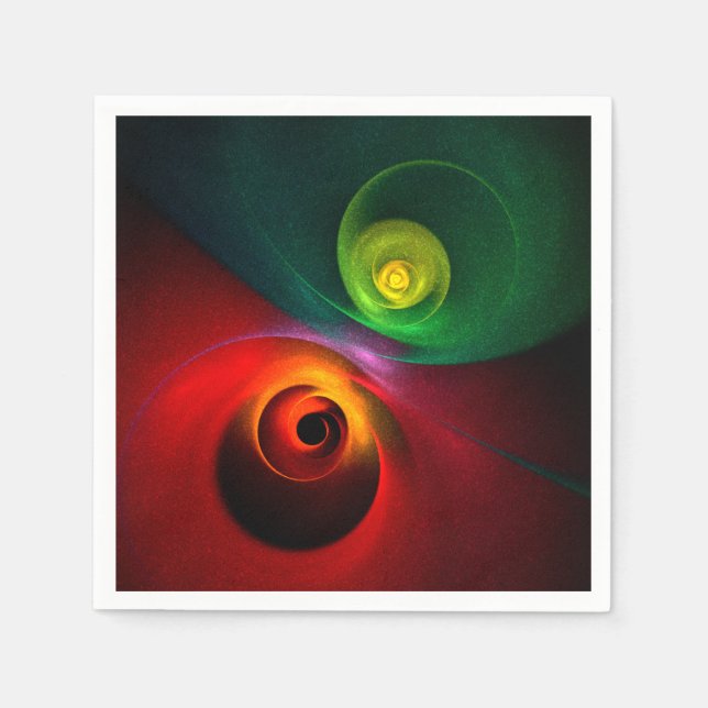 Red Green Yin Yang Modern Abstract Art Pattern #20 Napkins (Front)