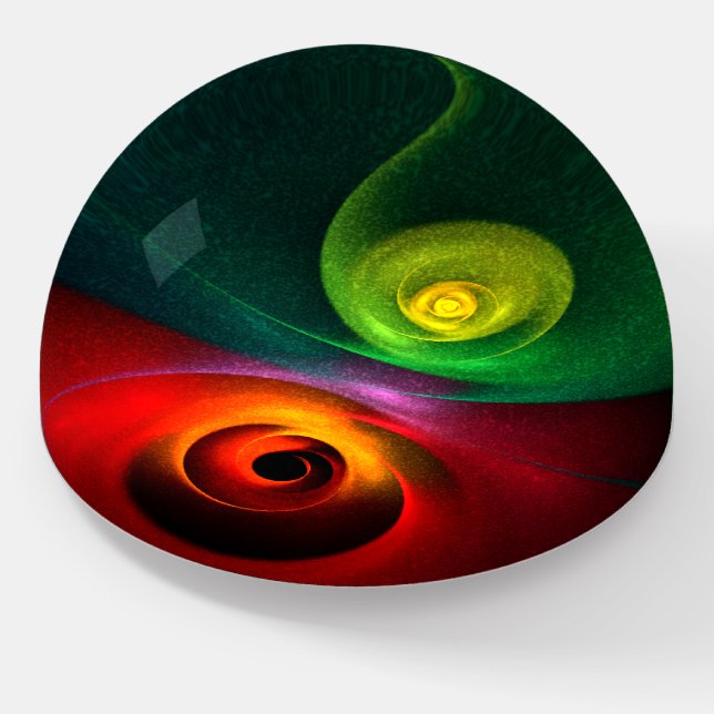 Red Green Yin Yang Modern Abstract Art Pattern #20 Paperweight (Angled)