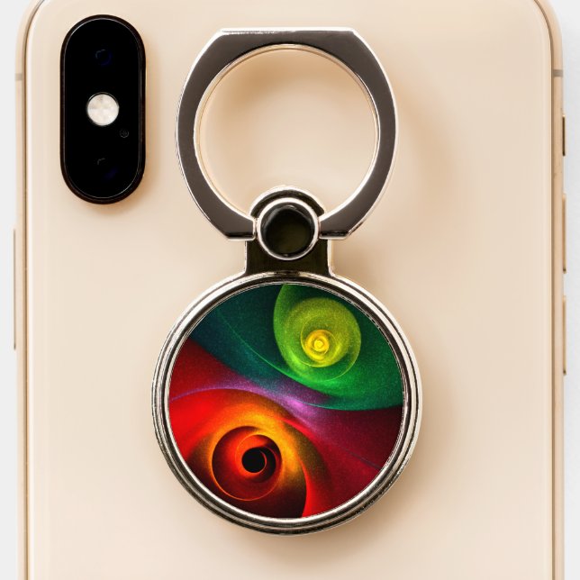 Red Green Yin Yang Modern Abstract Art Pattern #20 Phone Ring Stand (Close Up)