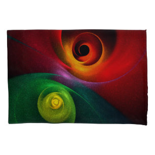 Red Green Yin Yang Modern Abstract Art Pattern #20 Pillow Case