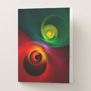 Red Green Yin Yang Modern Abstract Art Pattern #20 Pocket Folder