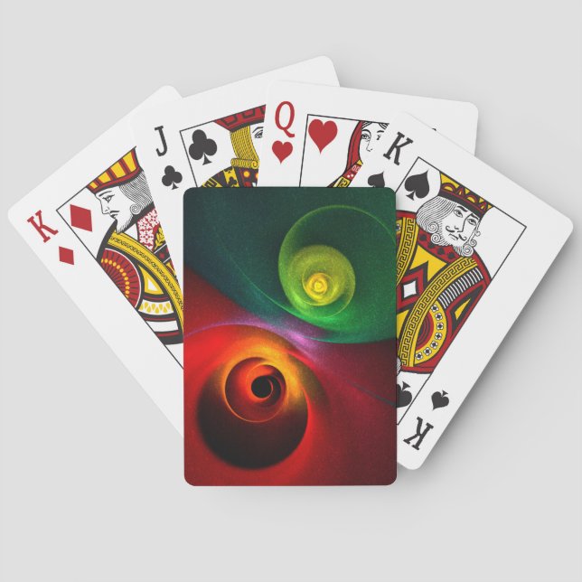 Red Green Yin Yang Modern Abstract Art Pattern #20 Poker Cards (Back)