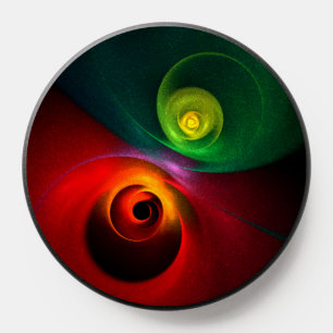 Red Green Yin Yang Modern Abstract Art Pattern #20 PopSocket