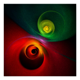 Red Green Yin Yang Modern Abstract Art Pattern #20 Poster