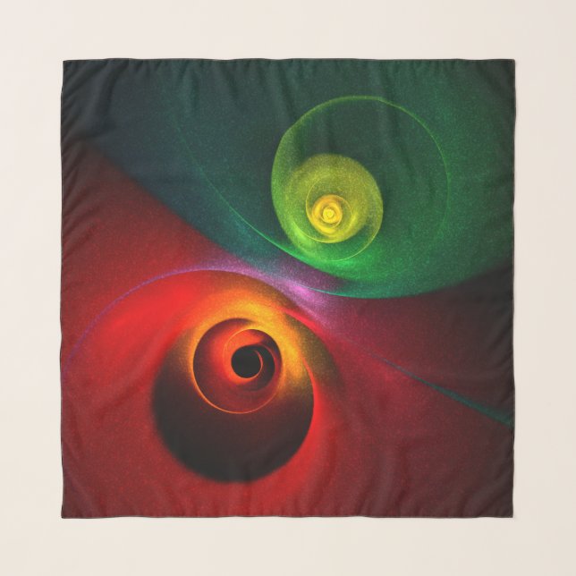 Red Green Yin Yang Modern Abstract Art Pattern #20 Scarf (Front)