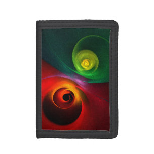 Red Green Yin Yang Modern Abstract Art Pattern #20 Trifold Wallet