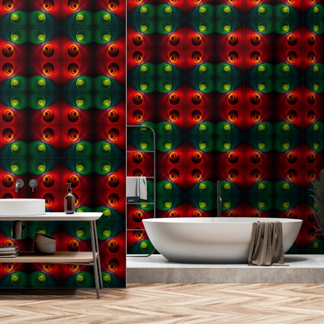 Red Green Yin Yang Modern Abstract Art Pattern #20 Wallpaper (Bathroom)