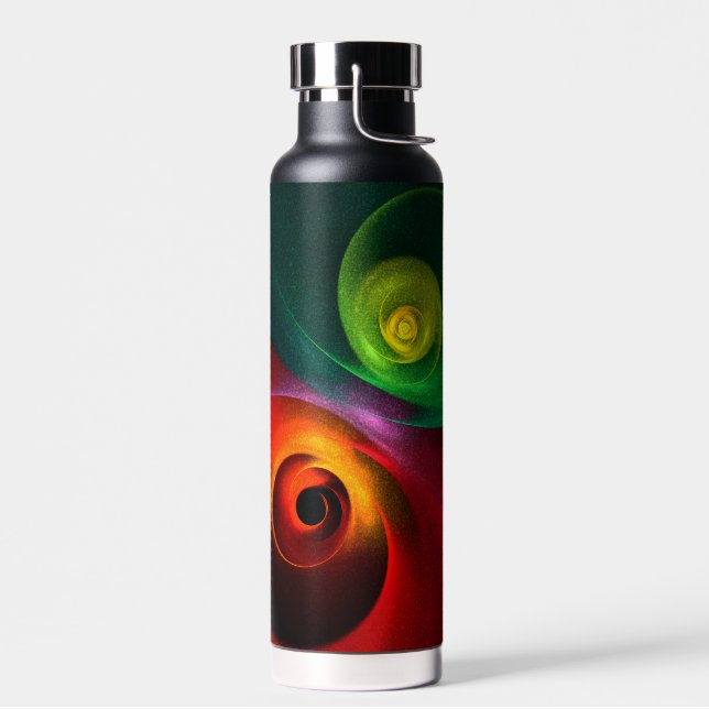 Red Green Yin Yang Modern Abstract Art Pattern #20 Water Bottle (Left)