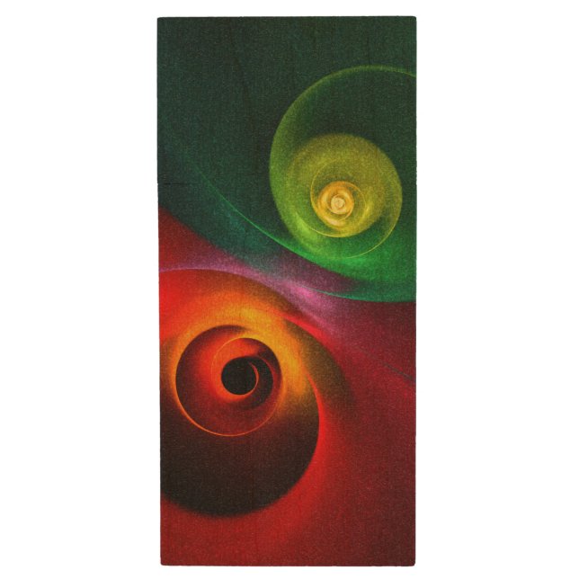 Red Green Yin Yang Modern Abstract Art Pattern #20 Wood Flash Drive (Front Vertical)