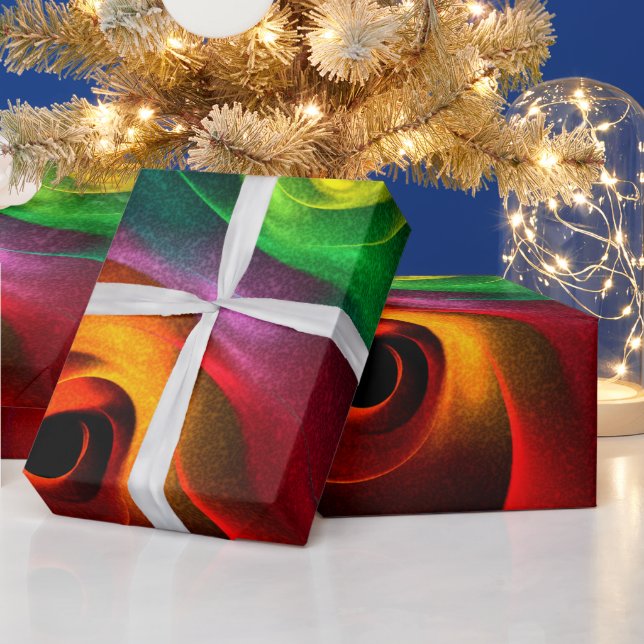 Red Green Yin Yang Modern Abstract Art Pattern #20 Wrapping Paper (Holidays)