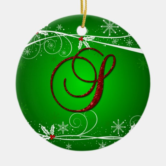 Red Greens Holly Initial S Christmas Ornament