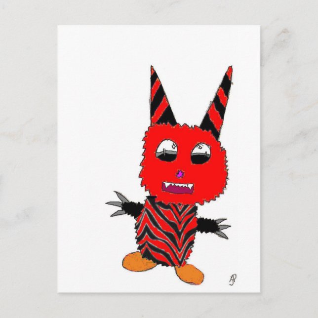 Red gremlin postcard (Front)