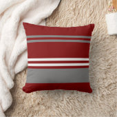 Red, Grey and White Stripe Throw Pillow | Zazzle