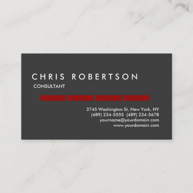 Red Grey Attractive Charming Business Card (Front)