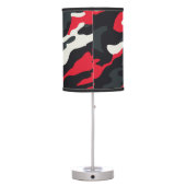 Red Grey Black & Camouflage Camo Pattern Table Lamp (Back)