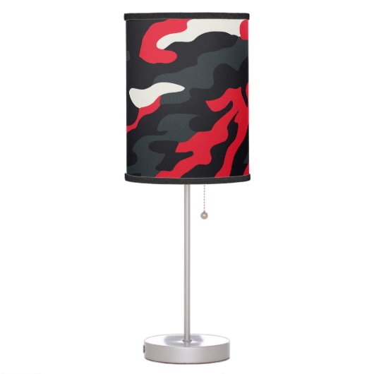 Red Grey Black & Camouflage Camo Pattern Table Lamp (Left)