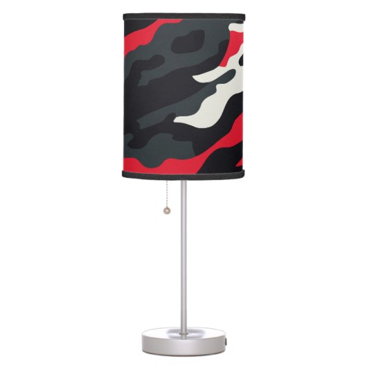 Red Grey Black & Camouflage Camo Pattern Table Lamp (Right)