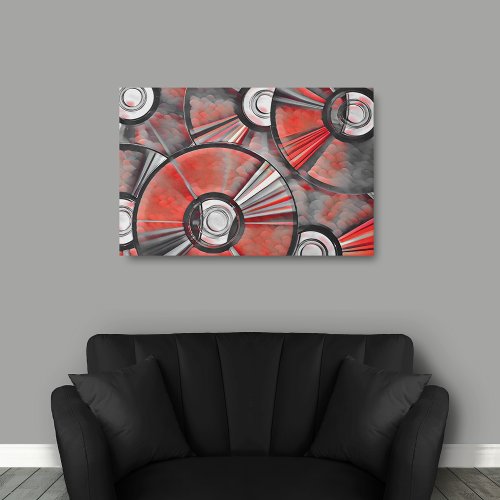 Red Grey Black CDs 90s Faux Canvas Print