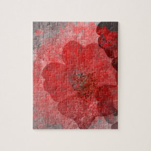 Red Grey Black Grunge Digital Graphic Art Design Jigsaw Puzzle