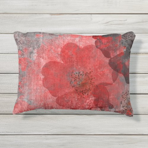 Red grey Black Grunge Digital Graphic Art Design Outdoor Pillow