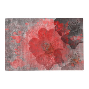 Red grey Black Grunge Digital Graphic Art Design Placemat