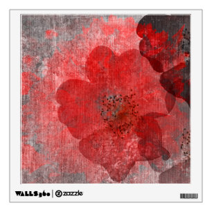 Red Grey Black Grunge Digital Graphic Art Design Wall Decal