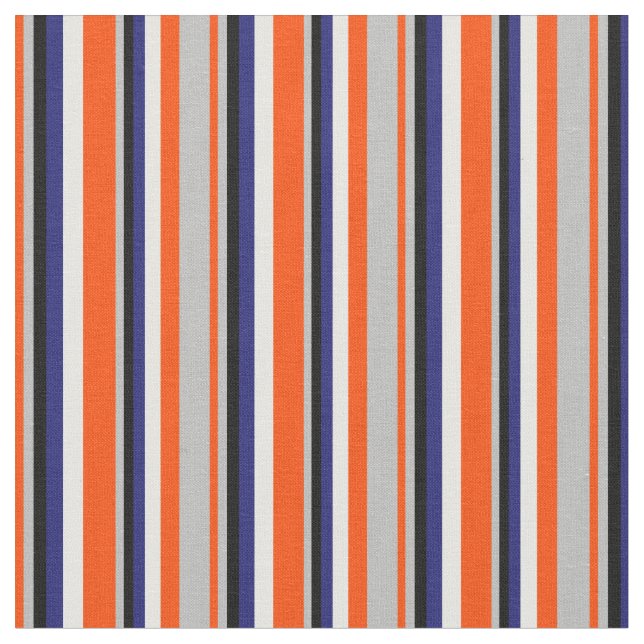 Red, Grey, Black, Midnight Blue & Mint Cream Fabric (Close Up)