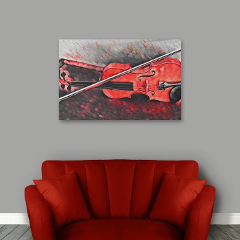 Red Grey Black Violin Music Instrument Strings Faux Canvas Print by machomedesigns at Zazzle