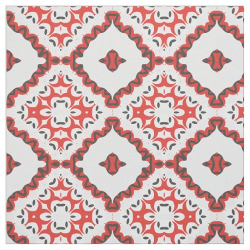 Red Grey Black  White Modern Ethnic Geometric Fabric