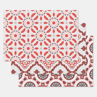 Red Grey Black & White Modern Ethnic Geometric