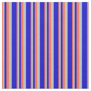 Red, Grey & Blue Colored Pattern of Stripes Fabric