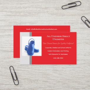 Red Grey Blue Medical Clogs Uniform Business Card
