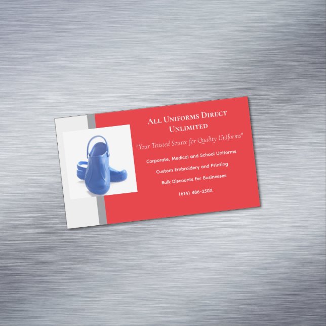 Red Grey Blue Medical Uniform Nurse Shoes  Business Card Magnet (In Situ)