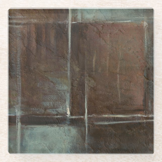 Red & Grey Brick Wall Glass Coaster (Front)