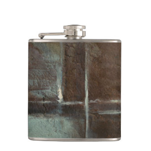 Red & Grey Brick Wall Hip Flask