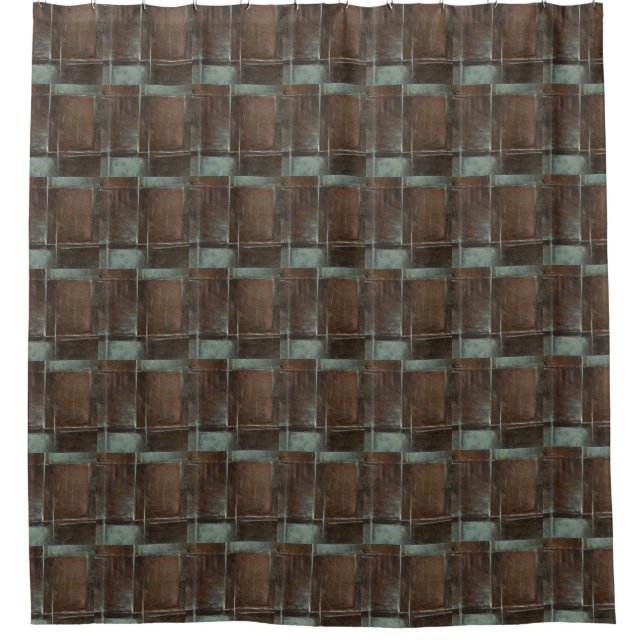 Red & Grey Brick Wall Shower Curtain (Front)