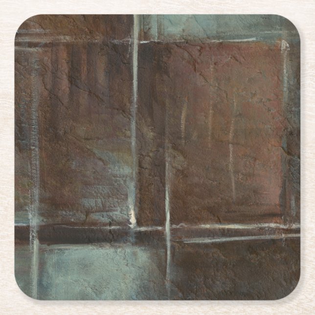 Red & Grey Brick Wall Square Paper Coaster (Front)