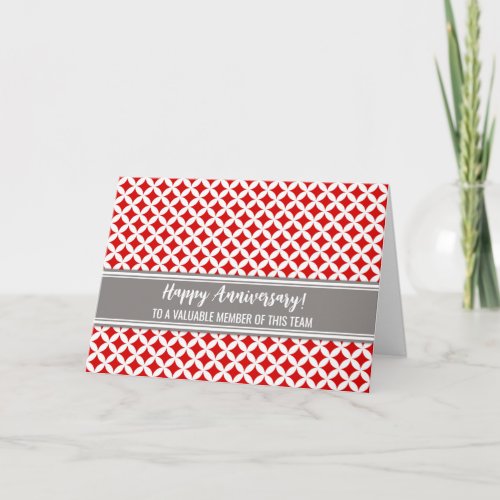 Red Grey Circles Employee Anniversary Card