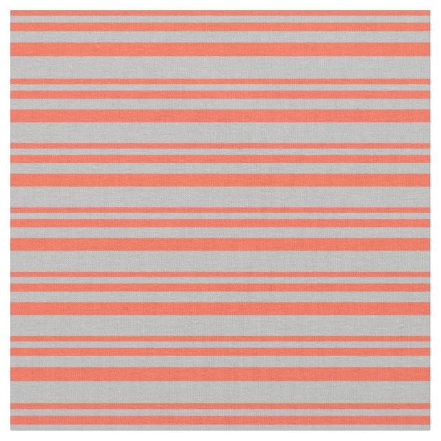 Red & Grey Colored Stripes Pattern Fabric (Close Up)