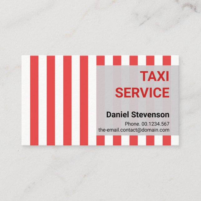Red Grey DC Taxi Colors Cab Driver Business Card (Front)